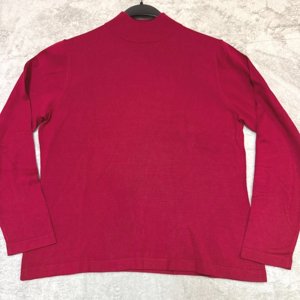 Terry Lewis Classic Luxuries Red Mock Neck Layer Top‎ L 75% Silk 25% Viscose